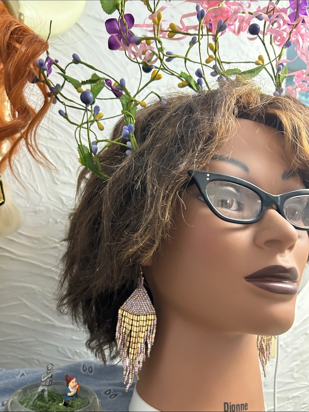 Myra Bag Lavender and Gold Beaded Earrings—Beautiful!